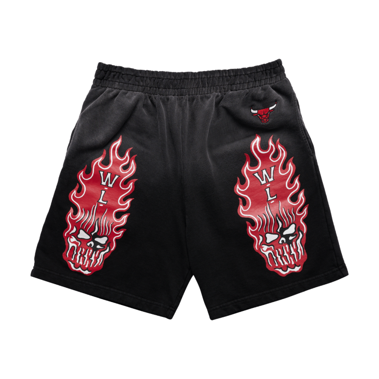 Warren Lotas Chicago Bulls Flaming Skull Shorts Warren Lotas Chicago Bulls Flaming Skull Shorts