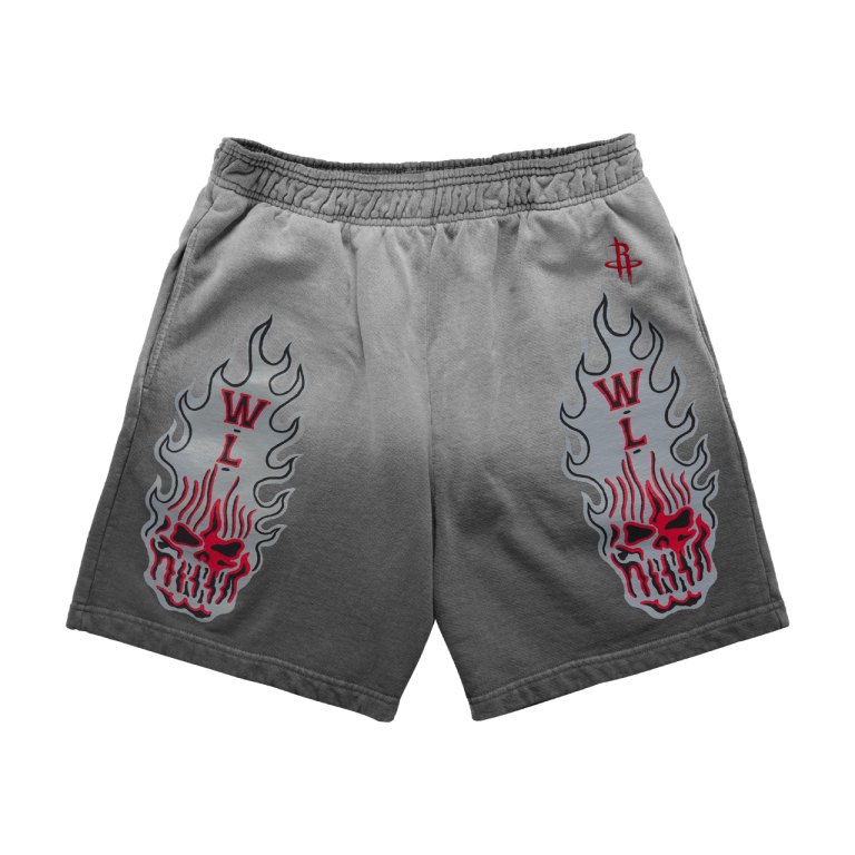 Warren Lotas Houston Rockets Flaming Skull Shorts Warren Lotas Houston Rockets Flaming Skull Shorts