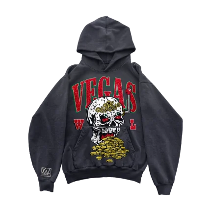 Skull Slot Bling Bling Hoodie - Vintage Black