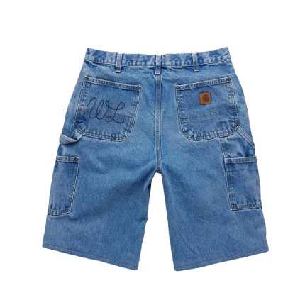Serenity Vintage Carhartt Double Knee Shorts - Blue Denim/Black