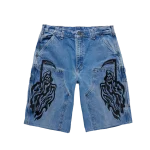 Serenity Vintage Carhartt Double Knee Shorts - Blue Denim/Black