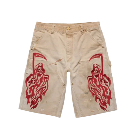 Serenity Vintage Carhartt Double Knee Shorts - Tan/Cardinal
