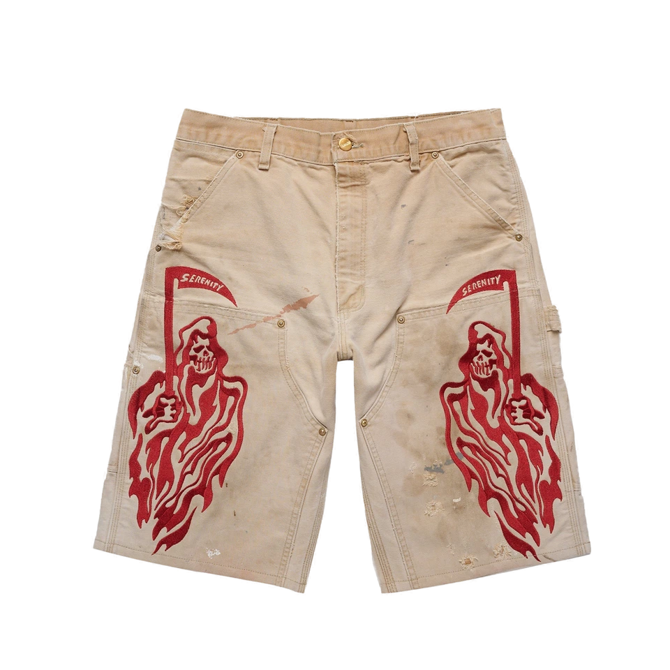 serenity-vintage-carhartt-double (2) Serenity Vintage Carhartt Double Knee Shorts - Tan/Cardinal