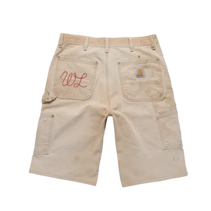 Serenity Vintage Carhartt Double Knee Shorts - Tan/Cardinal