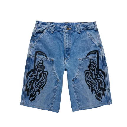 Serenity Vintage Carhartt Double Knee Shorts - Blue Denim/Black