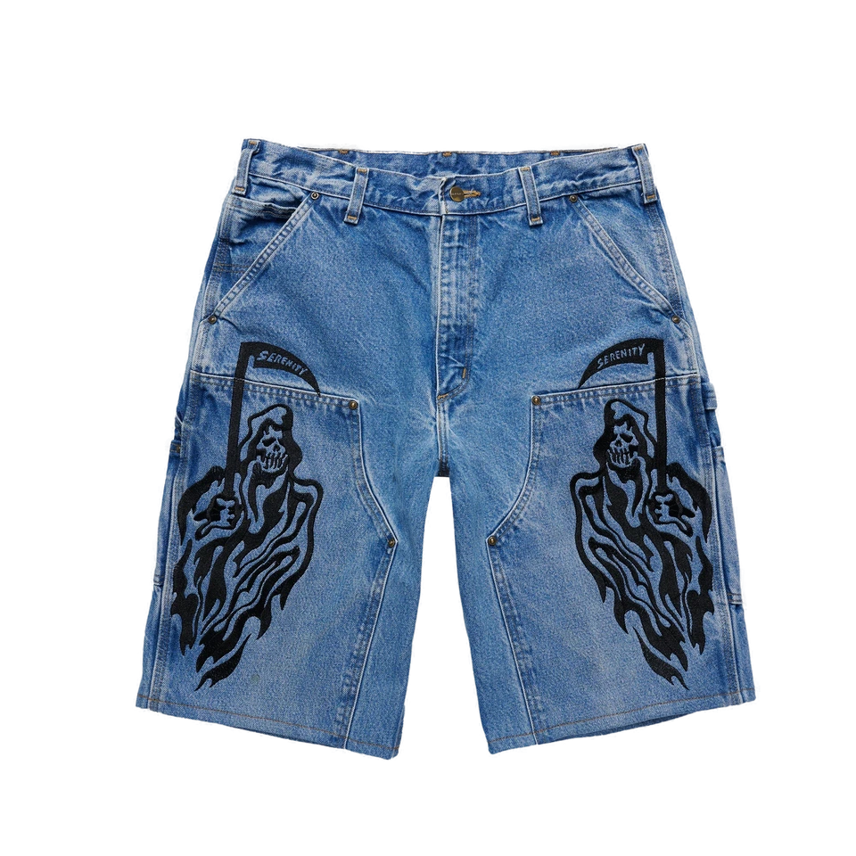 serenity-vintage-carhartt-double Serenity Vintage Carhartt Double Knee Shorts - Blue Denim/Black